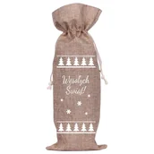 Ozdoby bożonarodzeniowe - Prezent Worek Na Butelkę Len - Wesołych Świąt (128) - miniaturka - grafika 1