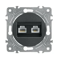 Gniazdka elektryczne - Gniazdo RJ45/RJ11, czarne, OVAL - miniaturka - grafika 1