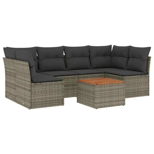 Modułowy zestaw mebli ogrodowych rattan PE, szary, wymiary: 62x62x69 cm