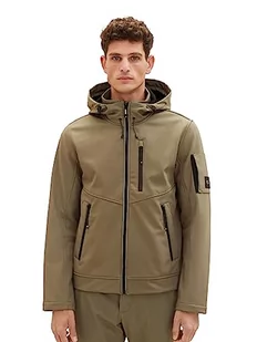 TOM TAILOR Męska kurtka softshell z podszewką z polaru, 32097-smokey Olive Green, M - Kurtki męskie - miniaturka - grafika 1