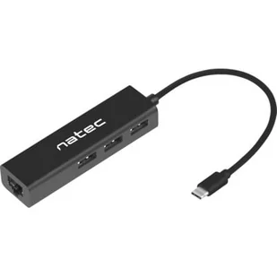 Natec Hub USB 3x USB-C 2.0 + RJ45 Butterfly czarny NHU-1451 - Adaptery i przejściówki - miniaturka - grafika 4
