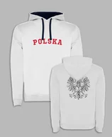 Bluzy męskie - BLUZA Z KAPTUREM - ORZEŁ NA PLECACH I NAPIS POLSKA Z PRZODU Biały M - miniaturka - grafika 1