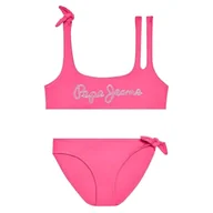 Stroje kąpielowe - Strój kąpielowy dziewczęcy Pepe Jeans Daniela Bikini dwuczęściowy różowy-176 - miniaturka - grafika 1