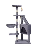 Drapaki dla kotów - KATIDO Wysoki drapak dla kota 118 cm szaro-niebieski - miniaturka - grafika 1