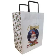 Opakowania i torebki na prezenty - Torebka biała KRAFT 250x345x150 Święta Mikołaj - miniaturka - grafika 1