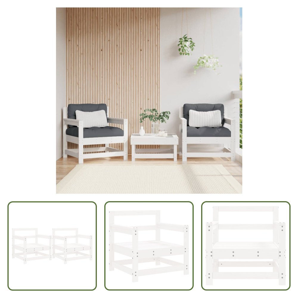 The Living Store Krzesła ogrodowe 2 szt. Biała lita sosna