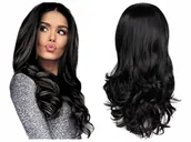 Ozdoby do włosów - Peruka długa czarna fale - miniaturka - grafika 1