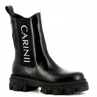 Botki damskie - Czarne skórzane sztyblety damskie CARINII - Carinii - miniaturka - grafika 1