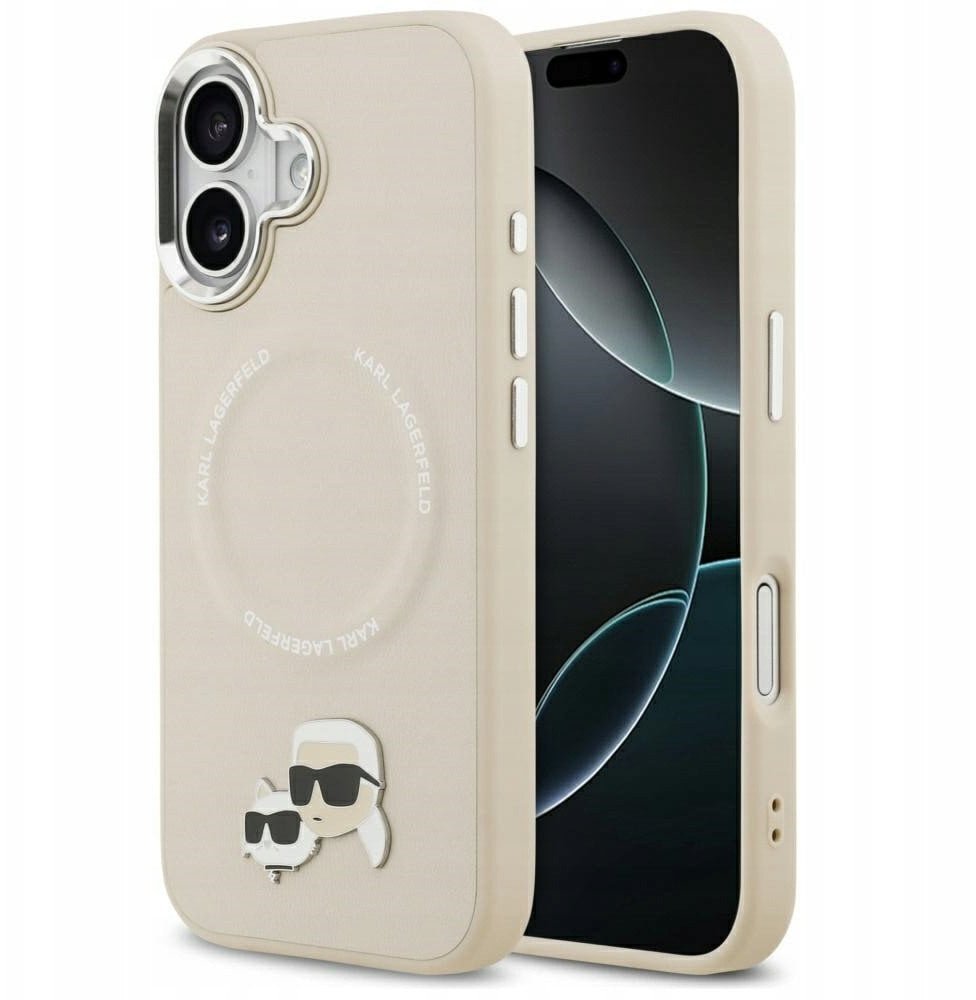 Karl Lagerfeld Karl & Choupette Pins MagSafe Case for iPhone 17 Beige
