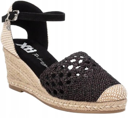 XTI ESPADRYLE CZARNE NA KOTURNIE DAMSKIE NA LATO 38 J6A