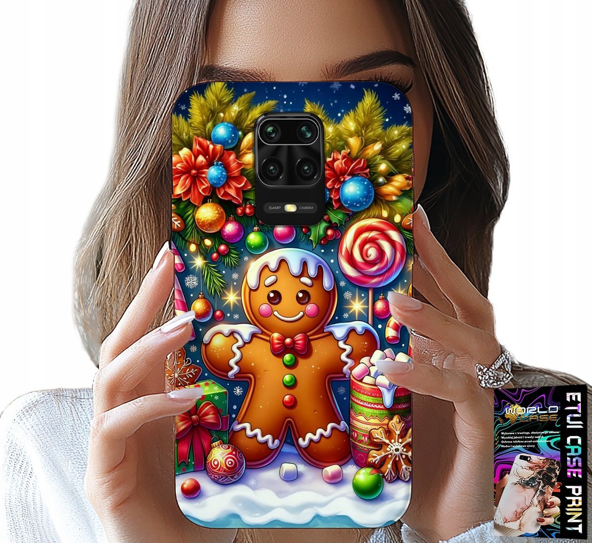ETUI DO XIAOMI NOTE 9 PRO / 9S - PIERNIK, CUKIERKOWE WZORY ŚWIĘTA + SZKŁO