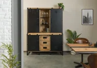 Regały - BLACKBURN Regał #106 Mango lakierowane / Czarny metal 150x55x200 cm - miniaturka - grafika 1