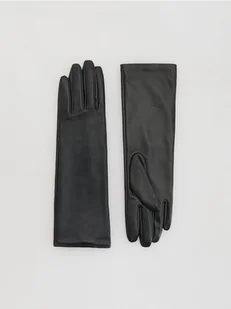 Reserved - Długie skórzane rękawiczki - czarny - Czapki damskie - miniaturka - grafika 1