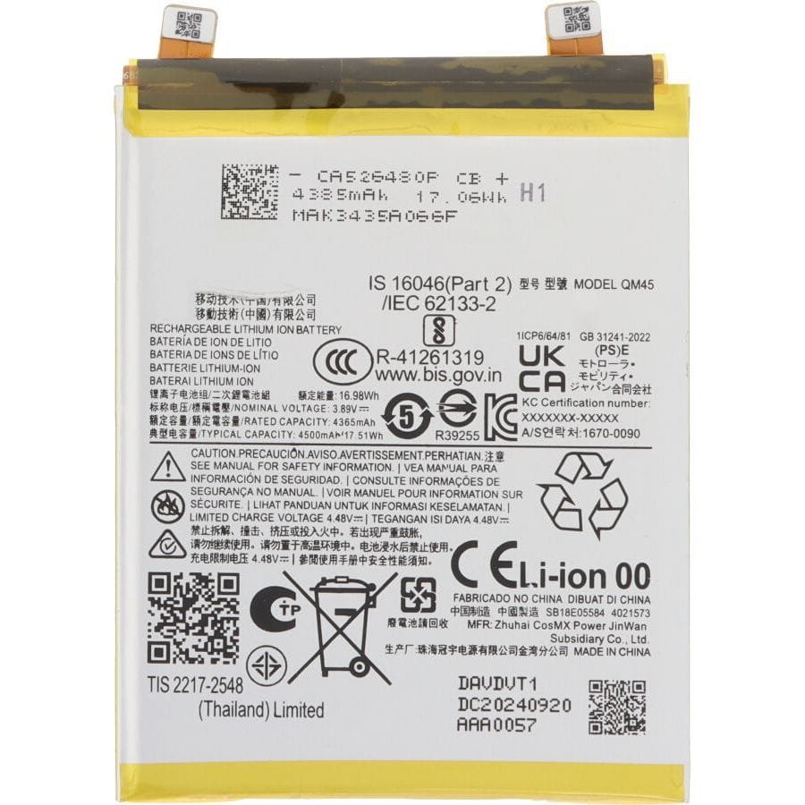 Bateria QM45 4500 mAh do Motorola Edge 50 Pro + klej do baterii, OEM