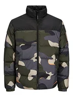 Kurtki męskie - JACK & JONES Męska kurtka Jjchili Puffer Collar Quilted, Czarny/Szczegóły: camo/Blocking, XXL - miniaturka - grafika 1