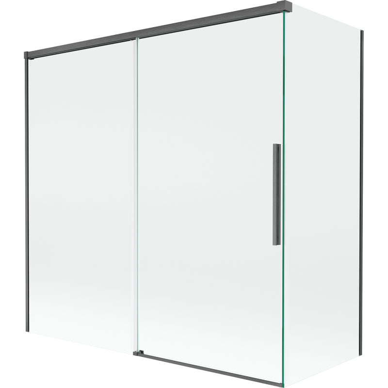 Mexen Rox parawan nawannowy 2-skrzydłowy rozsuwany 160 + 70 x 150 cm, transparent, gun gray szczotkowany - 8C9-160-070-66-00