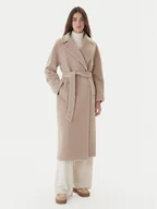 Płaszcze damskie - Weekend Max Mara Płaszcz wełniany Tempera 2525016082 Beżowy Regular Fit - miniaturka - grafika 1