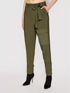 Spodnie damskie - TwinSet Spodnie materiałowe 211TT2161 Zielony Regular Fit - miniaturka - grafika 1