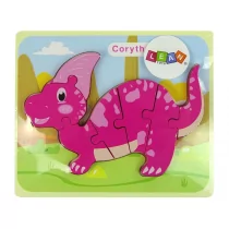 Import LEANToys Drewniane Puzzle Dinozaur Corythosaurus Różowy LT-10344-0 - Puzzle - miniaturka - grafika 1
