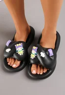 Klapki i japonki damskie - Czarne Klapki Piankowe z Ozdobnymi Aplikacjami Ihigena - miniaturka - grafika 1