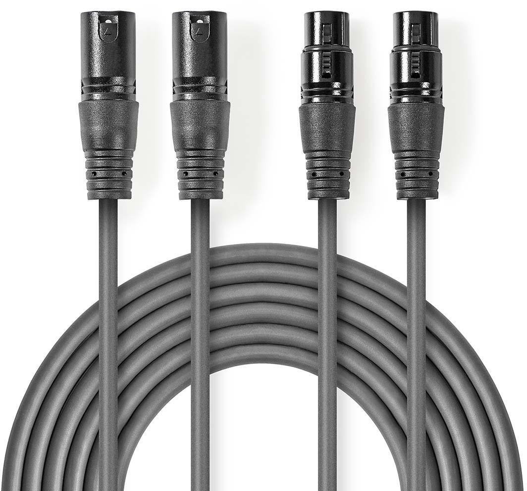 Kabelis Nedis 2x XLR M - 2x XLR F 5m