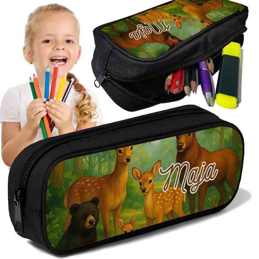 Piórnik TUBA z imieniem Las Zwierzątka Natura Personalizowany Prezent