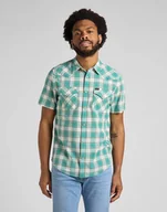 Koszule męskie - Lee Ss Western Shirt Męska Koszula Teal Wash L66Oobub-M - miniaturka - grafika 1