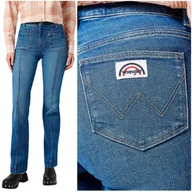 Spodnie damskie - Wrangler FLARE Solid Blue DżINS damskie spodnie jeansowe dzwony W29 L30 - miniaturka - grafika 1