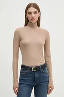 Bluzki damskie - Calvin Klein longsleeve damski kolor szary z półgolfem K20K207747 - miniaturka - grafika 1