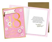 Kartki okolicznościowe i zaproszenia - Kukartka Karnet DK-1284 Urodziny 18 cyfry, osiemnastka, kwiatki, damskie - artykuł papierniczy - miniaturka - grafika 1