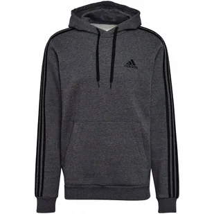 Bluza męska adidas Essentials Fleece 3-Stripes Hoodie ciemnoszara GK9082 2X - Bluzy męskie - miniaturka - grafika 1