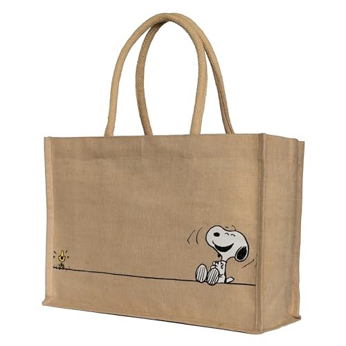 Bawełniana torba na ramię Snoopy, damska torba na zakupy z uchwytami, elegancka wyściółka wewnętrzna i kieszeń, design Snoopy, moda, idealna na zakupy, podróże, uniwersytet i lunch, wykwintna i modna