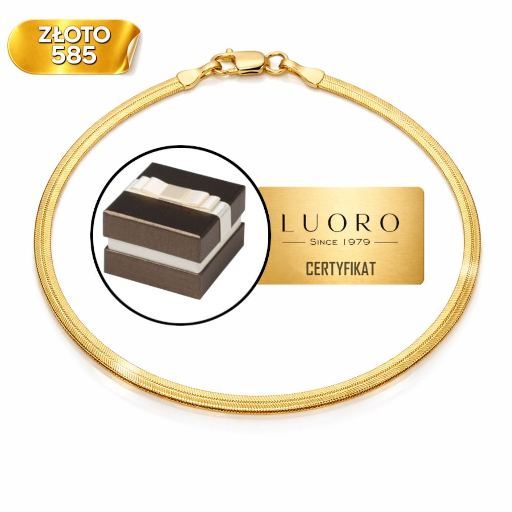 BRANSOLETKA ZŁOTA 585 14K TAŚMA WĄSKA ŻÓŁTE ZŁOTO 18 CM ELEGANCKA