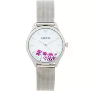 Zegarki damskie - Srebrny damski zegarek z kwiatami PACIFIC X6155-09 - miniaturka - grafika 1