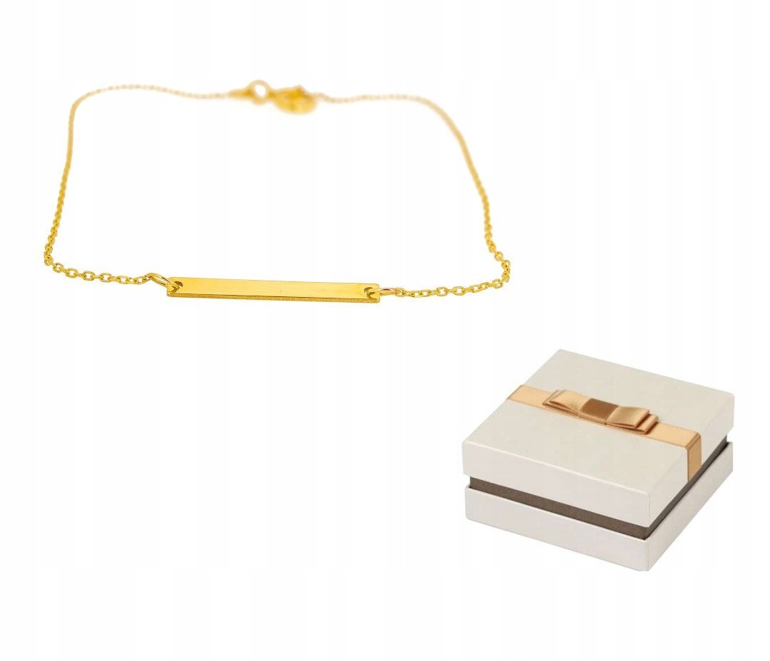 Złoto 585 Bransoletka Ze Złotą Blaszką Pod Grawer 14 karatów BZ173