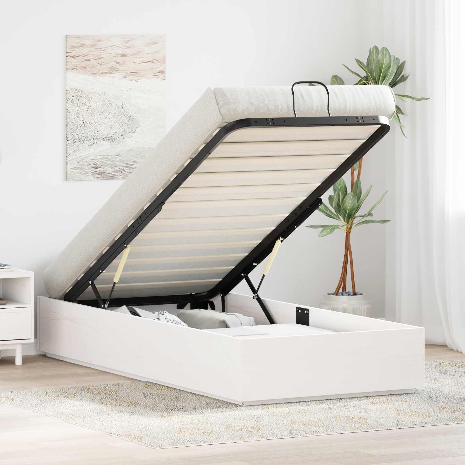vidaXL vidaXL Rama Łóżka Otomanowego z Przechowalnią Biały 75 x 190 cm