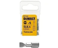 Akcesoria do elektronarzędzi - DeWalt Końcówka wkrętakowa Torsion płaskie 6,5x25mm 5szt. - DT7107 - miniaturka - grafika 1