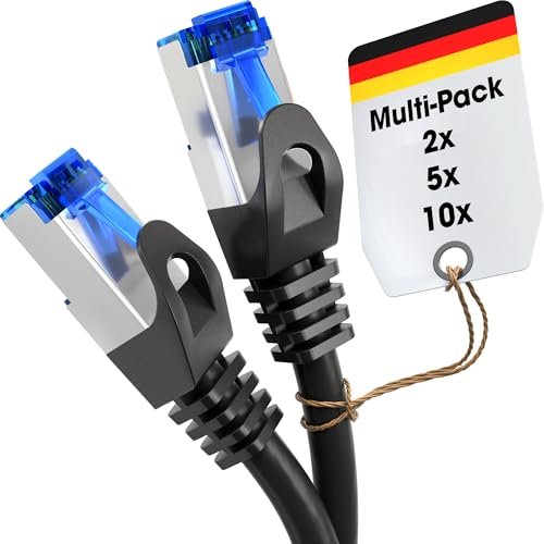 KabelDirekt – 5x przewód krosowy Ethernet, sieciowy, LAN 10m (umożliwia transmisję danych z szybkością gigabitową, kompatybilny z gigabitowymi sieciami, ruterami z gniazdem RJ45, srebro)