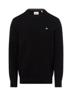 Swetry damskie - Gant Sweter damski z dzianiny Kobiety Bawełna czarny jednolity, XL - miniaturka - grafika 1