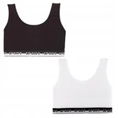 Biustonosze - Top Biustonosz Dziewczęcy Bawełniany Czarny Biały Gładkie 2 szt. MORAJ 152 - miniaturka - grafika 1