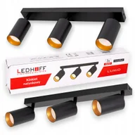 Lampy sufitowe - Lampa sufitowa Kinkiet ścienny Oprawa Czarna Złota 3x GU10 Spot do salonu - miniaturka - grafika 1