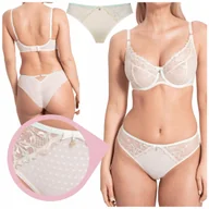 Majtki damskie - Samanta LAURA M300 majtki brazyliany biszkoptowe miętowe haft kropeczki- XL - miniaturka - grafika 1