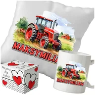 Gadżety dla niej i dla niego - Kubek + Poduszka Traktor 330ml 40x40cm i Opakowanie Na Prezent i Imię - miniaturka - grafika 1