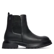 Buty dla dziewczynek - Botki Tommy Hilfiger Chelsea Boot T3A5-34152-1355 D Czarny - miniaturka - grafika 1