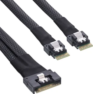 InLine InLine® Slim SAS cable, SFF-8654 8i to 2x SFF-8654 4i, 0.5m - Kable komputerowe i do monitorów - miniaturka - grafika 1