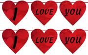 Walentynki - Baner wiszący serca I Love You na Walentynki - 4m - miniaturka - grafika 1