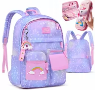 Plecaki szkolne i tornistry - Plecak Szkolny Tornister Tęczowy Piórnik Kl 1-3 - miniaturka - grafika 1