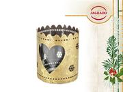 Dekoracje domu - Carmani Carmani Świąteczny lampion serduszko metaloplastyka złoty 219-0320 - miniaturka - grafika 1