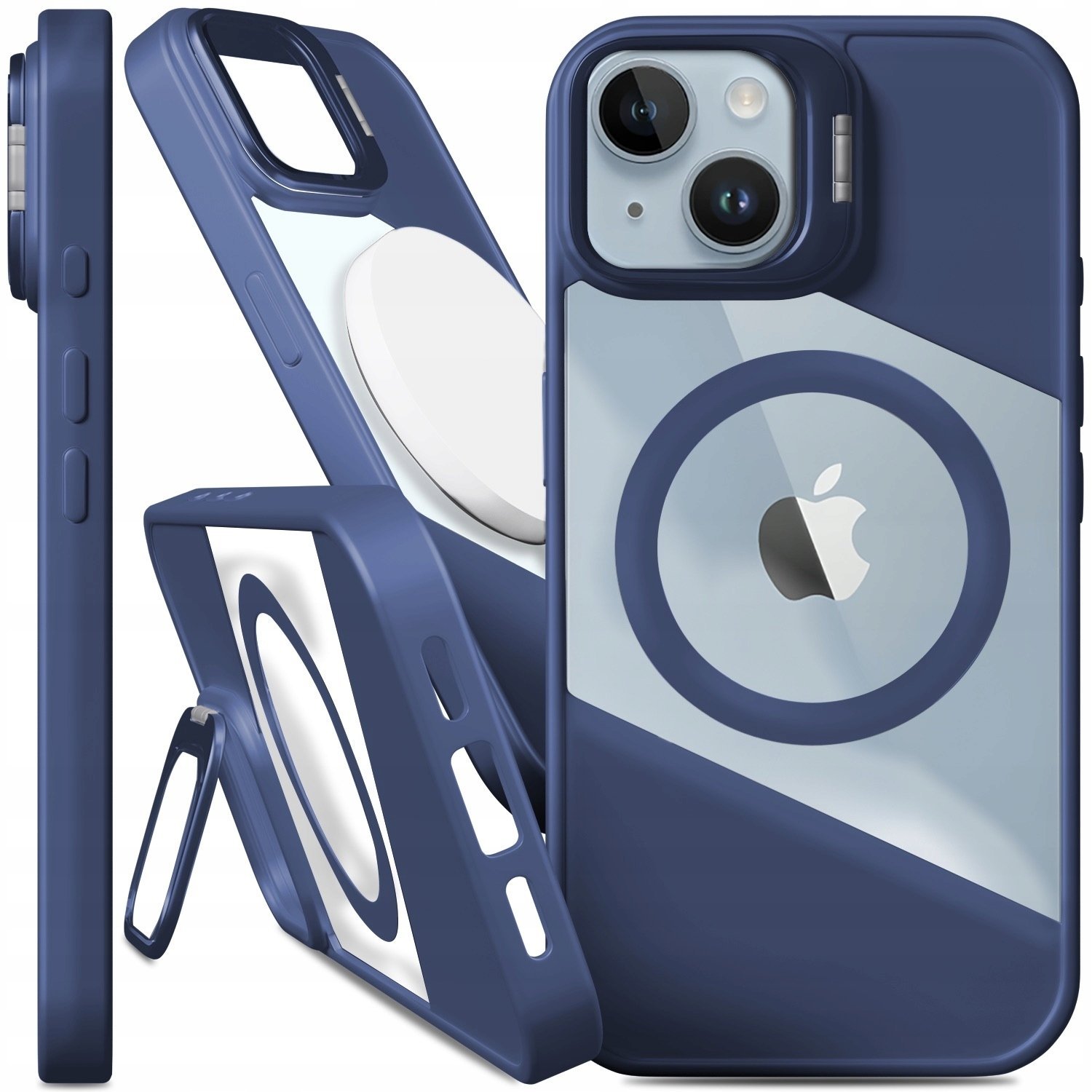 Etui Do Magsafe Do Apple iPhone 14 Fusion, Niebieskie, Clear, Podstawka