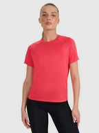 Koszulki sportowe damskie - 4F Koszulka do biegania regular szybkoschnąca damska - czerwona L - miniaturka - grafika 1